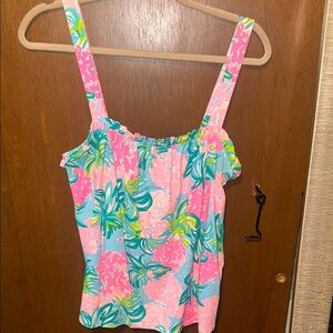 Lilly Pulitzer floral sleeveless cotton tank Large